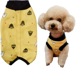RSS07 Winter Fleece Wound Protective Clothes for Puppy - Warm Dog Vest, Windproof Spay Recovery Suit (Yellow-Black-S)