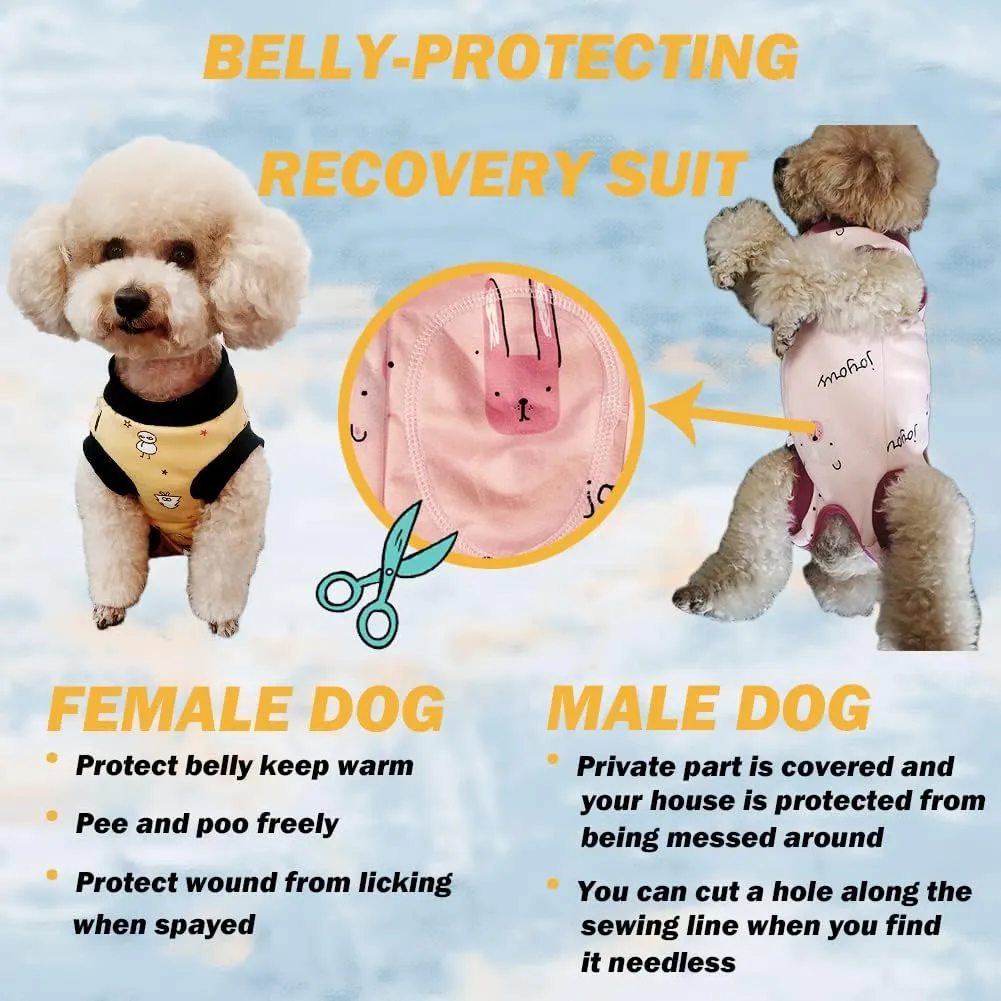 RSS07 Winter Fleece Wound Protective Clothes for Puppy - Warm Dog Vest, Windproof Spay Recovery Suit (Yellow-Black-S)