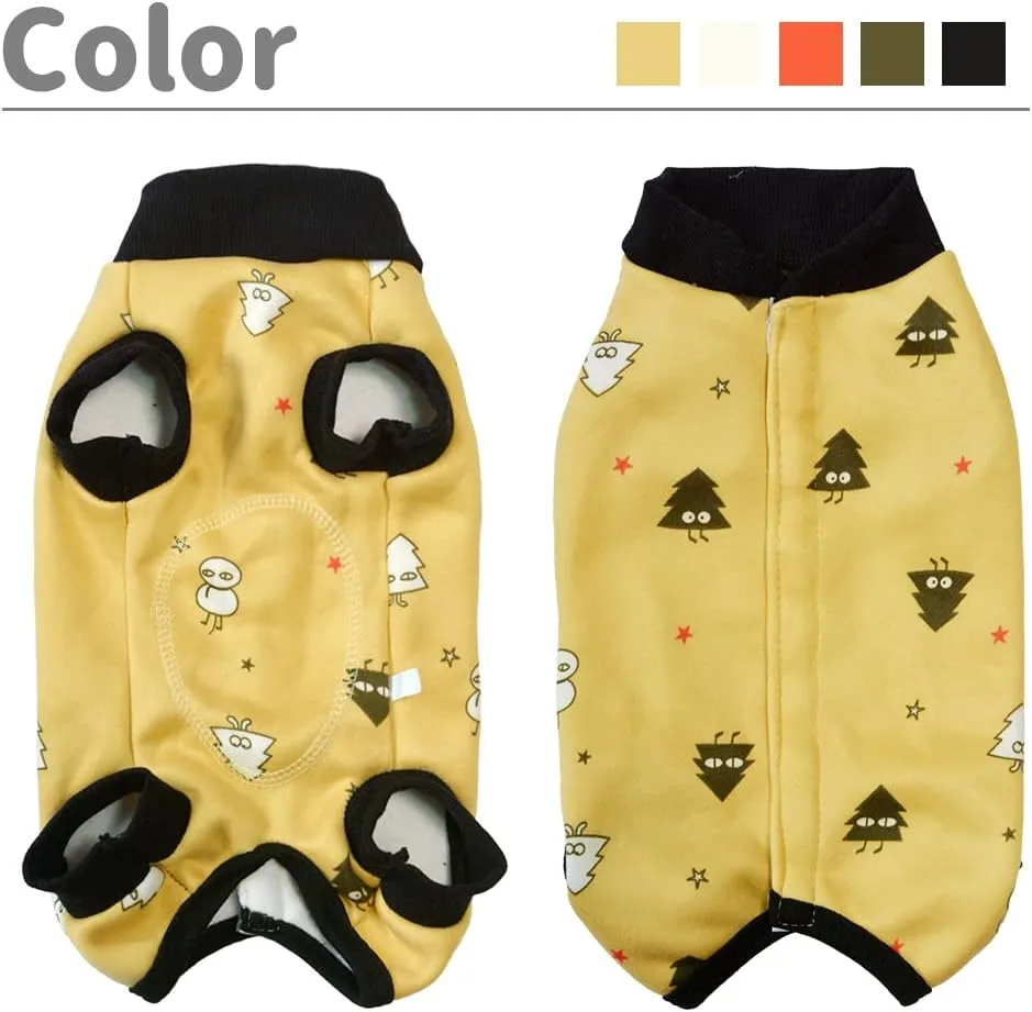 RSS07 Winter Fleece Wound Protective Clothes for Puppy - Warm Dog Vest, Windproof Spay Recovery Suit (Yellow-Black-S)