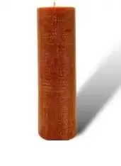 Rustic Amber Glow: Long-Lasting Brown Stick Candle with Distinctive Wood Grain Pattern, Unscented, Eco-Friendly