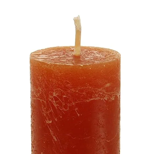 Rustic Amber Glow: Long-Lasting Brown Stick Candle with Distinctive Wood Grain Pattern, Unscented, Eco-Friendly