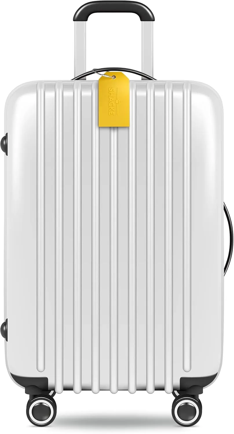 Shacke Large Luggage Tags (2pcs) with Privacy Cover and Steel Loops (Yellow)