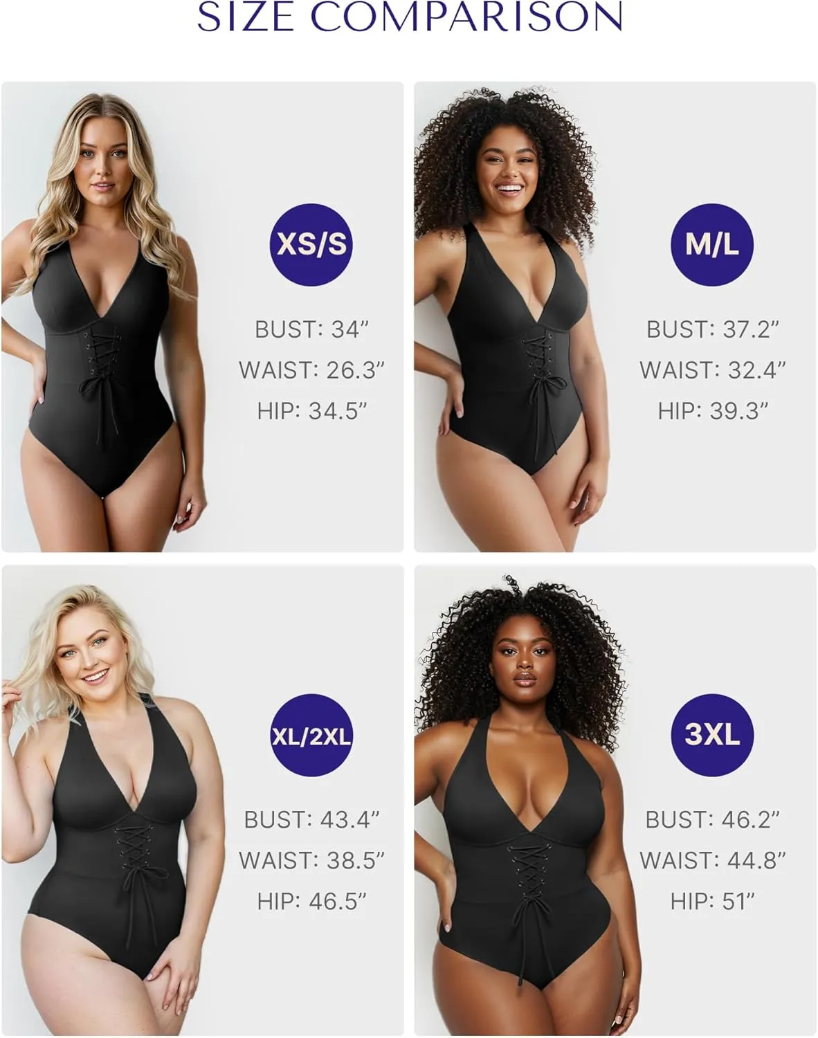 SHAPELLX Women One Piece Swimsuits Tummy Control Bathing Suits Push Up Slimming Swimwear with Built-in Bra V Neck