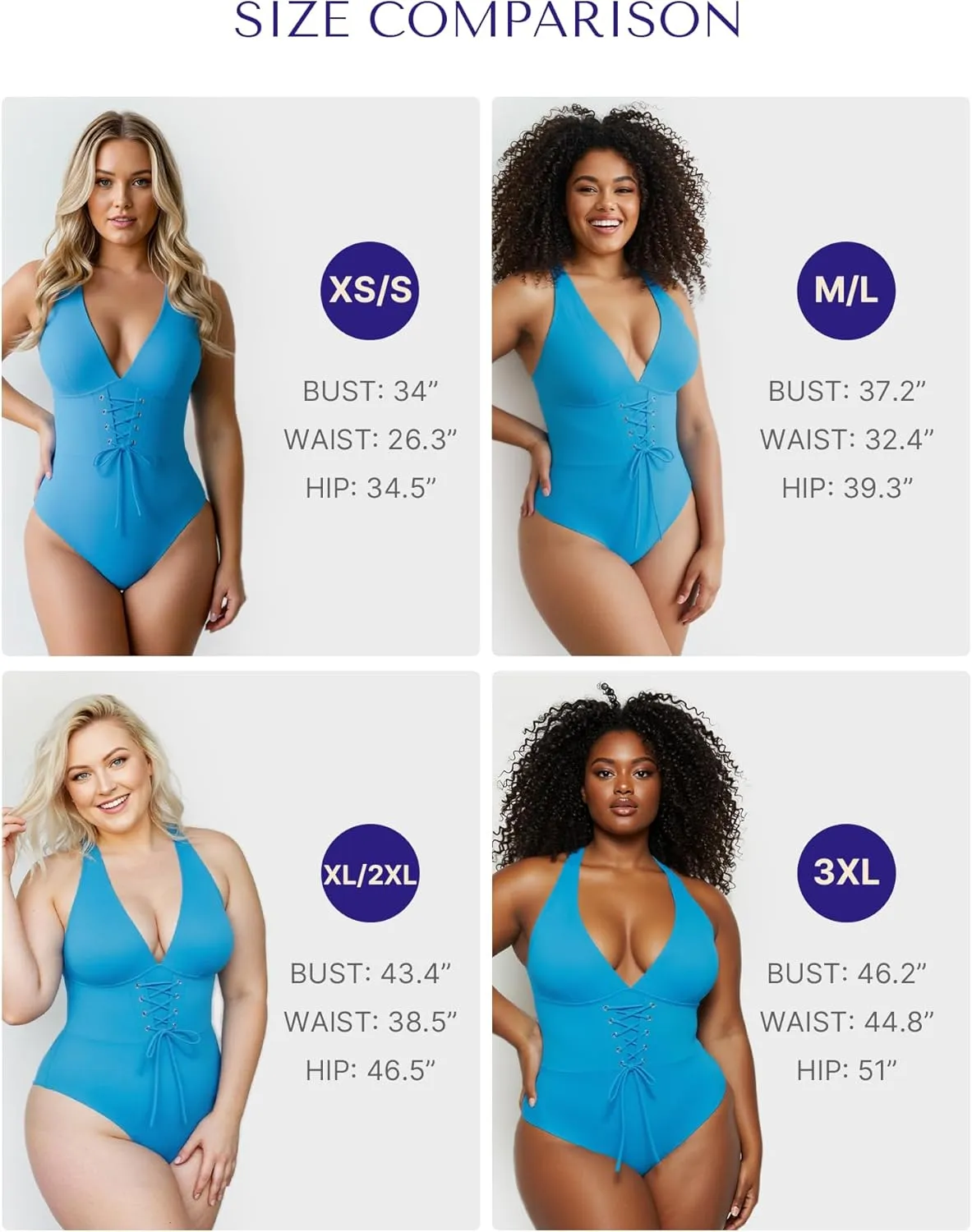 SHAPELLX Women One Piece Swimsuits Tummy Control Bathing Suits Push Up Slimming Swimwear with Built-in Bra V Neck