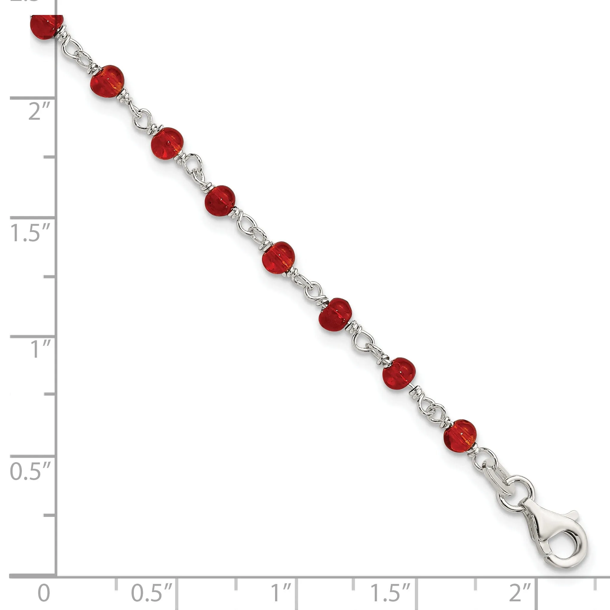 Silver Dark Red CZ Bracelet Fancy Lobster Clasp