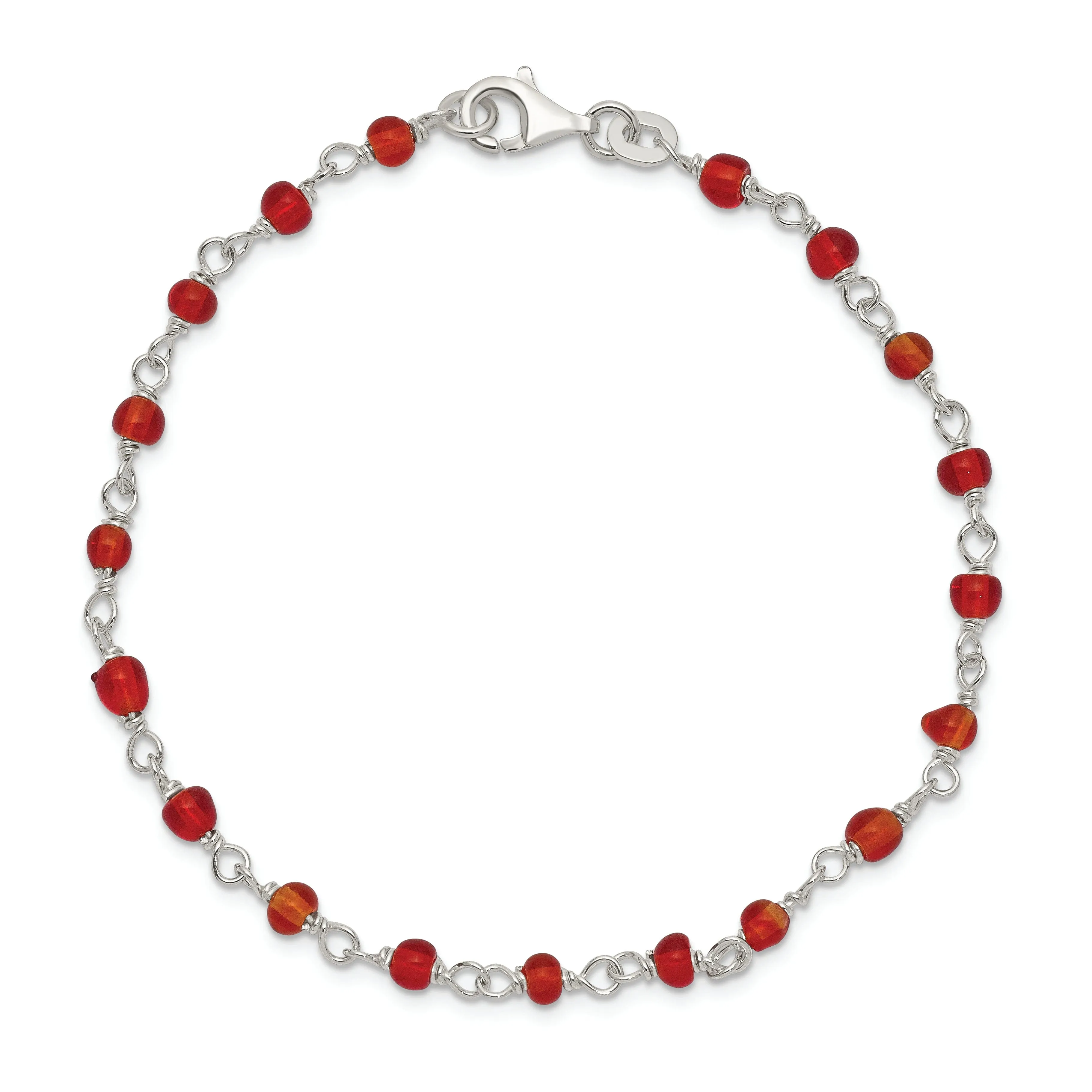 Silver Dark Red CZ Bracelet Fancy Lobster Clasp
