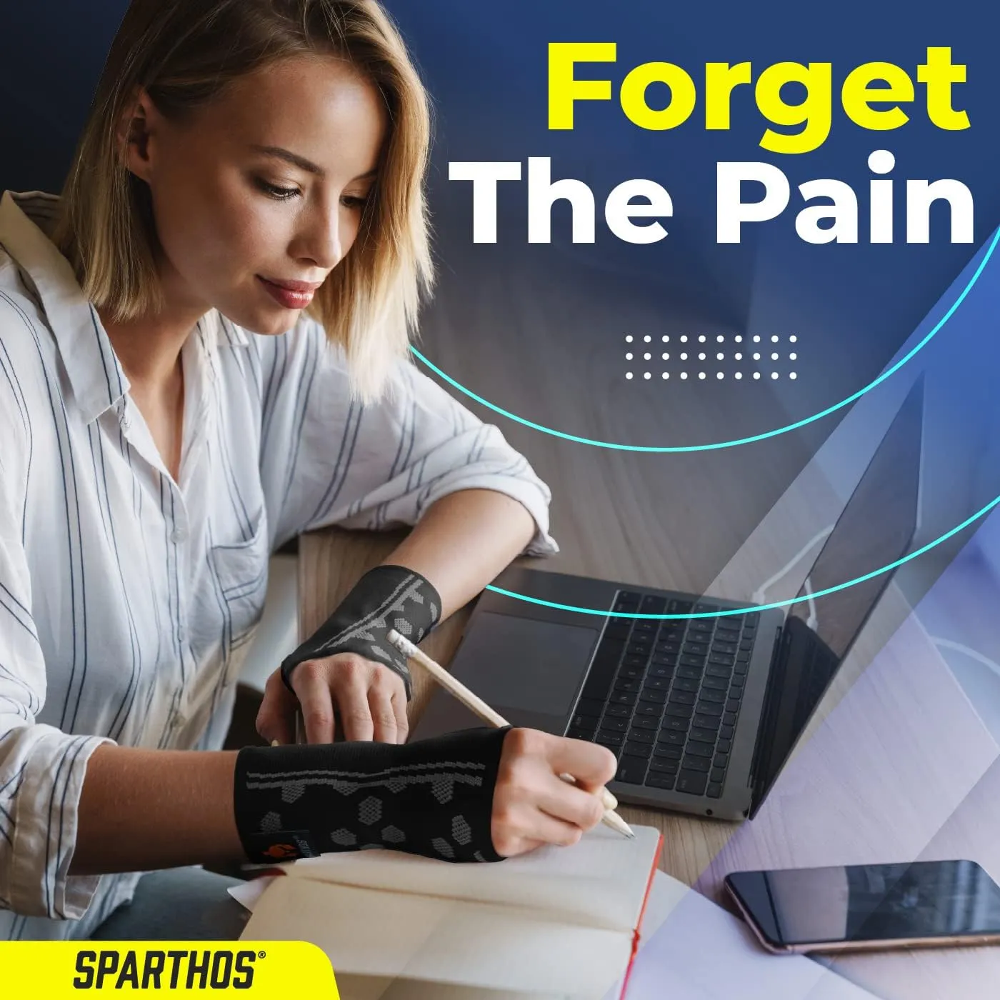 Sparthos Wrist Support Sleeves (Pair)  Medical Compression for Carpal Tunnel and Wrist Pain Relief  Wrist Brace for Men and Women  Made from Innovative Breathable Elastic Blend