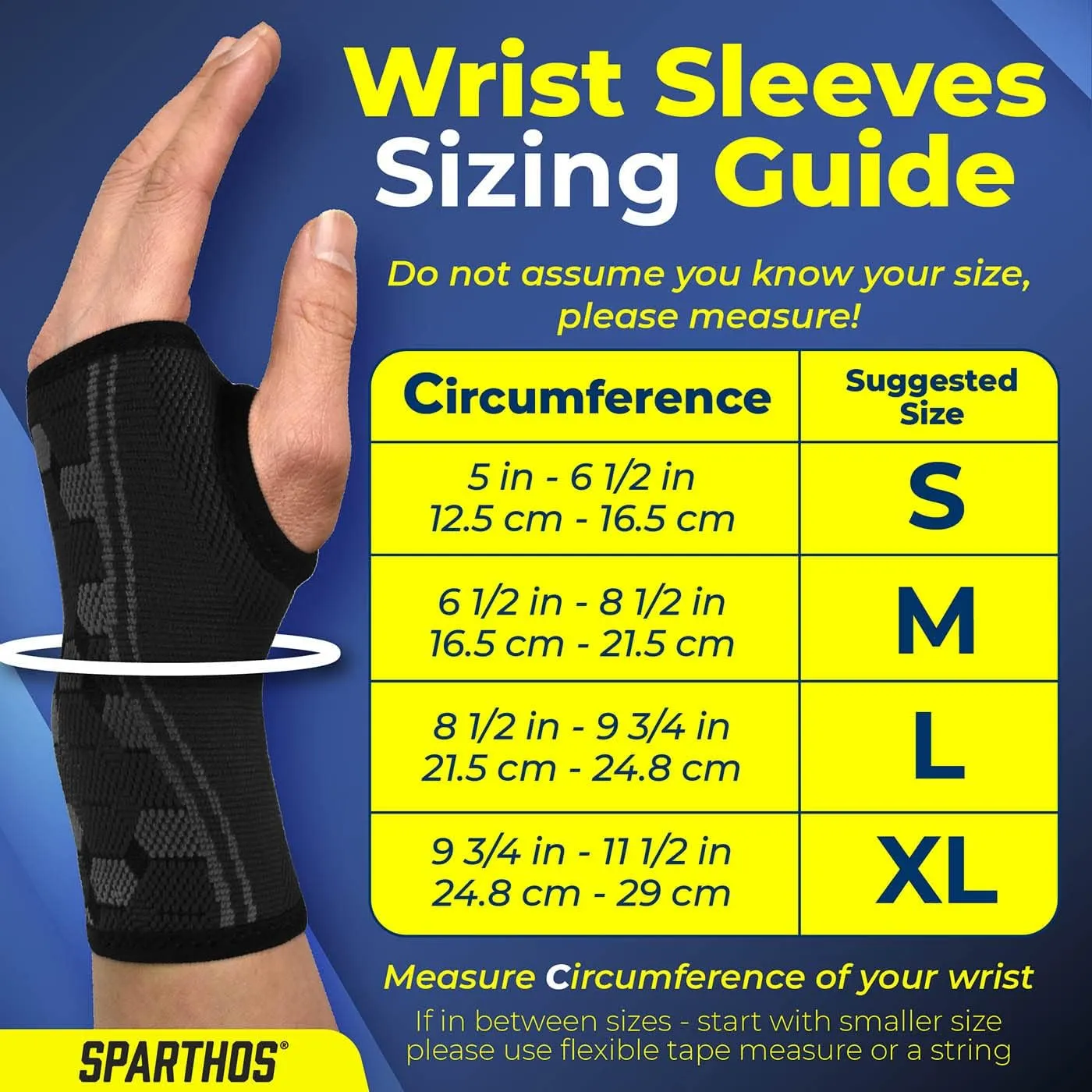 Sparthos Wrist Support Sleeves (Pair)  Medical Compression for Carpal Tunnel and Wrist Pain Relief  Wrist Brace for Men and Women  Made from Innovative Breathable Elastic Blend