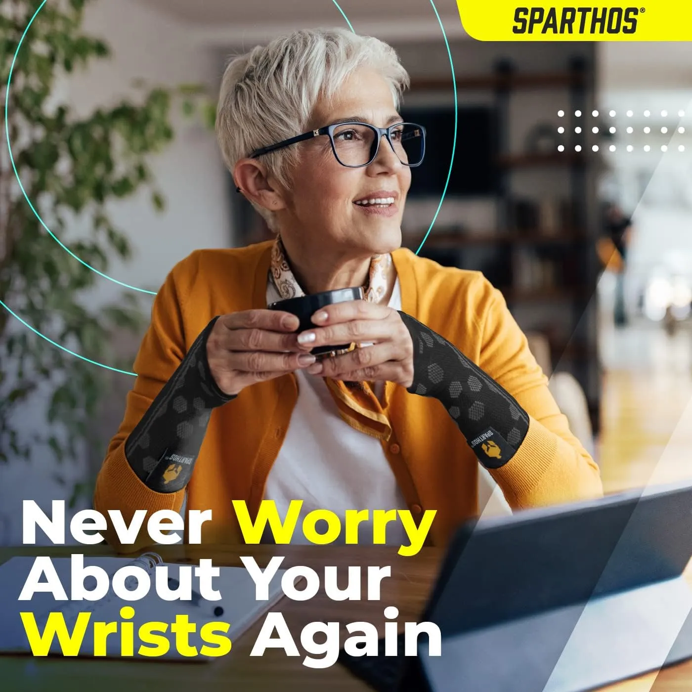 Sparthos Wrist Support Sleeves (Pair)  Medical Compression for Carpal Tunnel and Wrist Pain Relief  Wrist Brace for Men and Women  Made from Innovative Breathable Elastic Blend