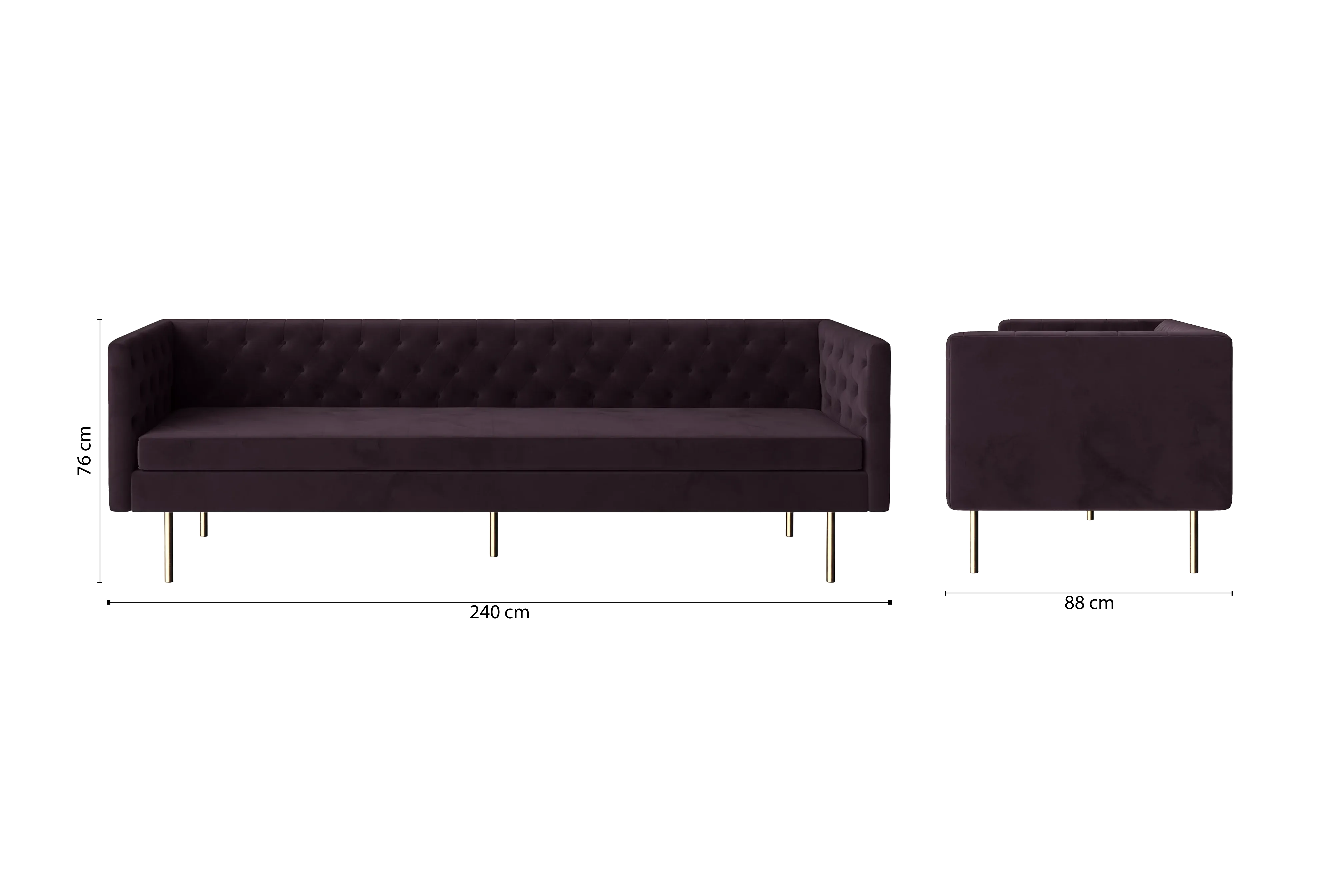 Spezia 4 Seater Sofa Purple Velvet