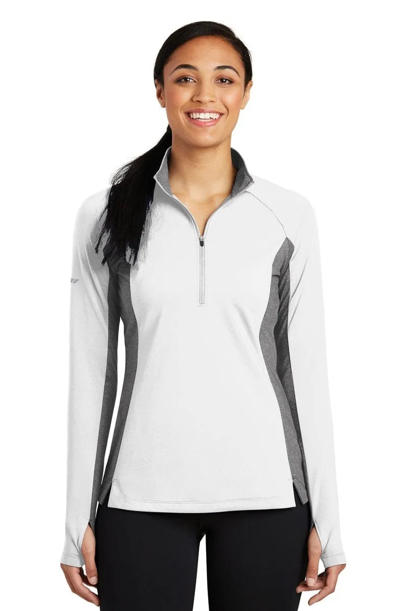 Sport-Tek LST854: Ladies Sport-Wick Stretch Contrast 1/2-Zip Pullover