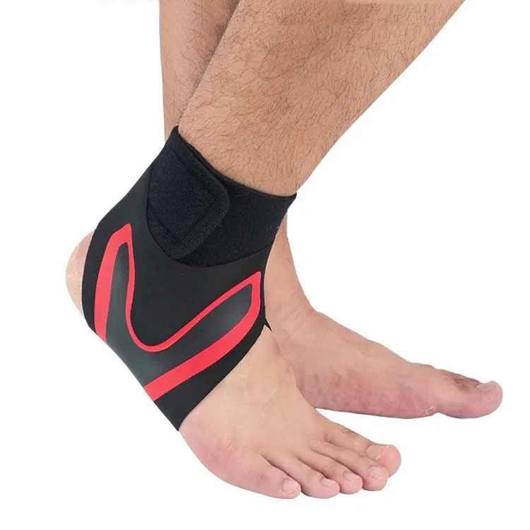 Sports Compression Anti-Sprain Ankle Guard Outdoor Basketball Football Climbing Protective Gear, Specification: L, Left Foot (Black Red)