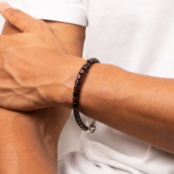 Stainless Steel With Natural Wood Beads Bracelet B5460