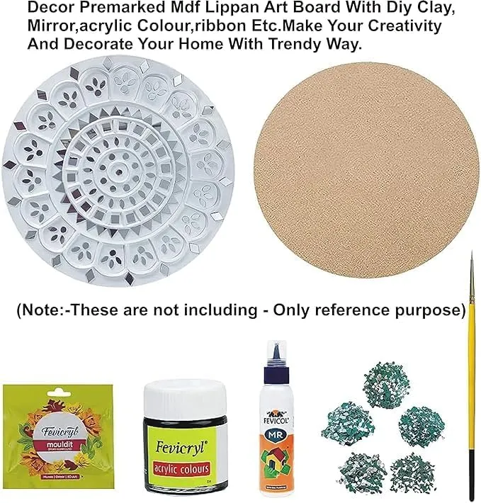 Sure Laser Cut MDF Wood Round Design with New Patter inside The circle for Home Decor DIY Round Cutout for Arts and Crafts Purpose,Home Decor,lippan Art Decoration (10 Inch)