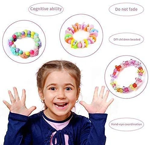 SYGA Plastic Beads for Kids Crafts Children's Jewelry Making Kit DIY Bracelets Necklace Hairband and Rings Craft Kits Birthday for 4, 5, 6, 7-Year-Old Little Girls(DIYBeadsSet-2) Multicolor