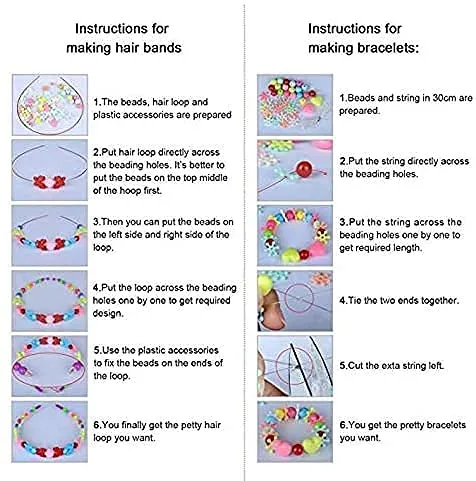 SYGA Plastic Beads for Kids Crafts Children's Jewelry Making Kit DIY Bracelets Necklace Hairband and Rings Craft Kits Birthday for 4, 5, 6, 7-Year-Old Little Girls(DIYBeadsSet-2) Multicolor