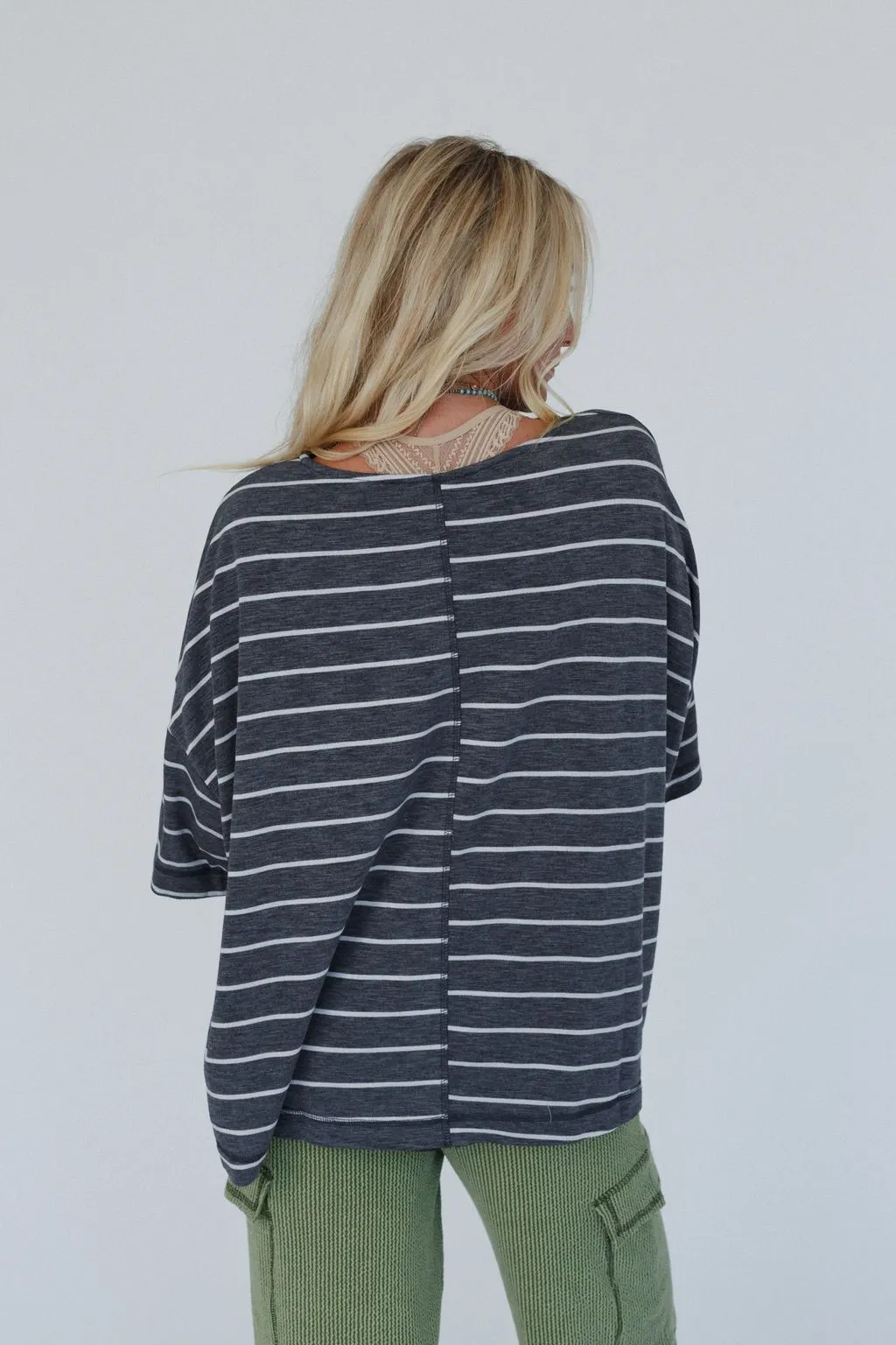 The Nest Dreamy Daze Striped Top - Charcoal