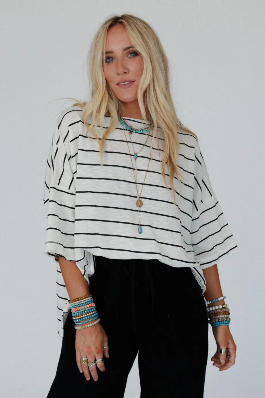 The Nest Dreamy Daze Striped Top - Off White