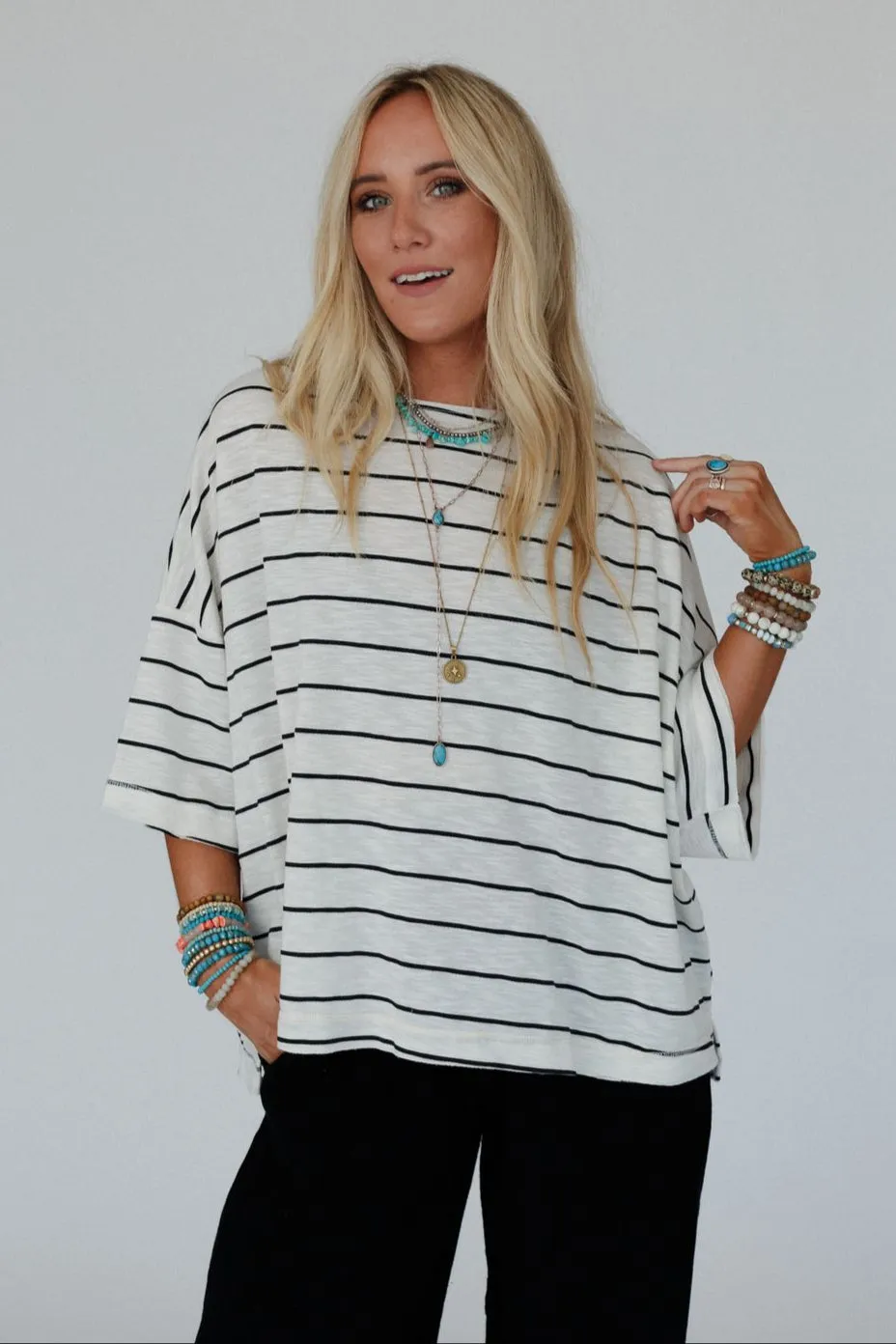 The Nest Dreamy Daze Striped Top - Off White