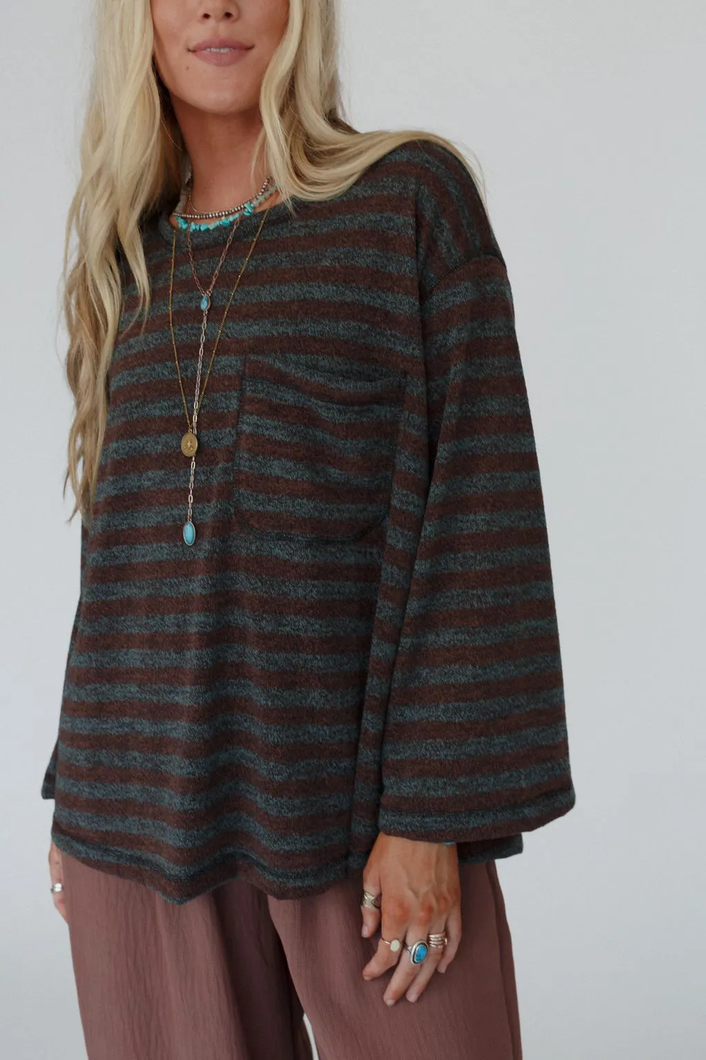 The Nest Endless Love Striped Top - Brown