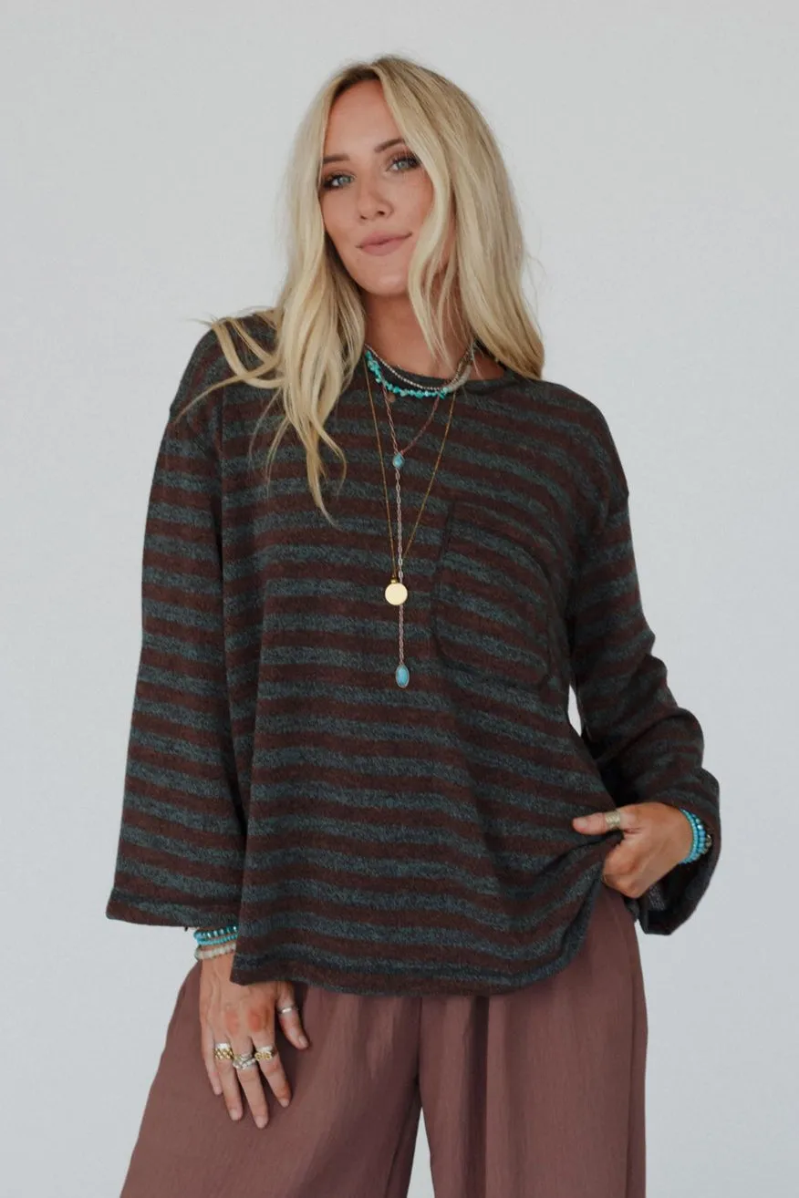 The Nest Endless Love Striped Top - Brown