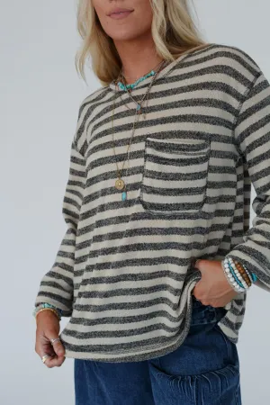 The Nest Endless Love Striped Top - Charcoal