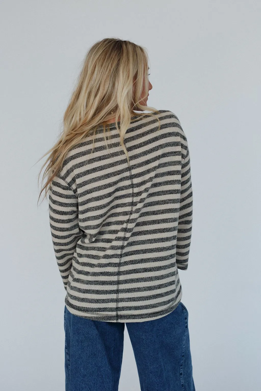 The Nest Endless Love Striped Top - Charcoal