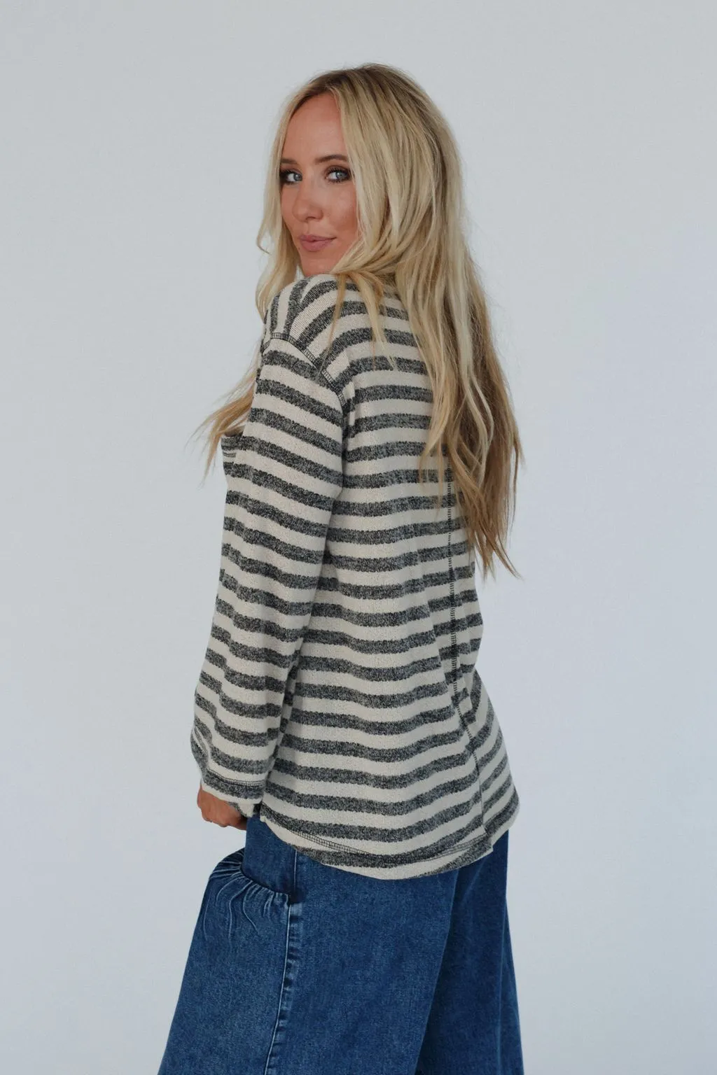 The Nest Endless Love Striped Top - Charcoal