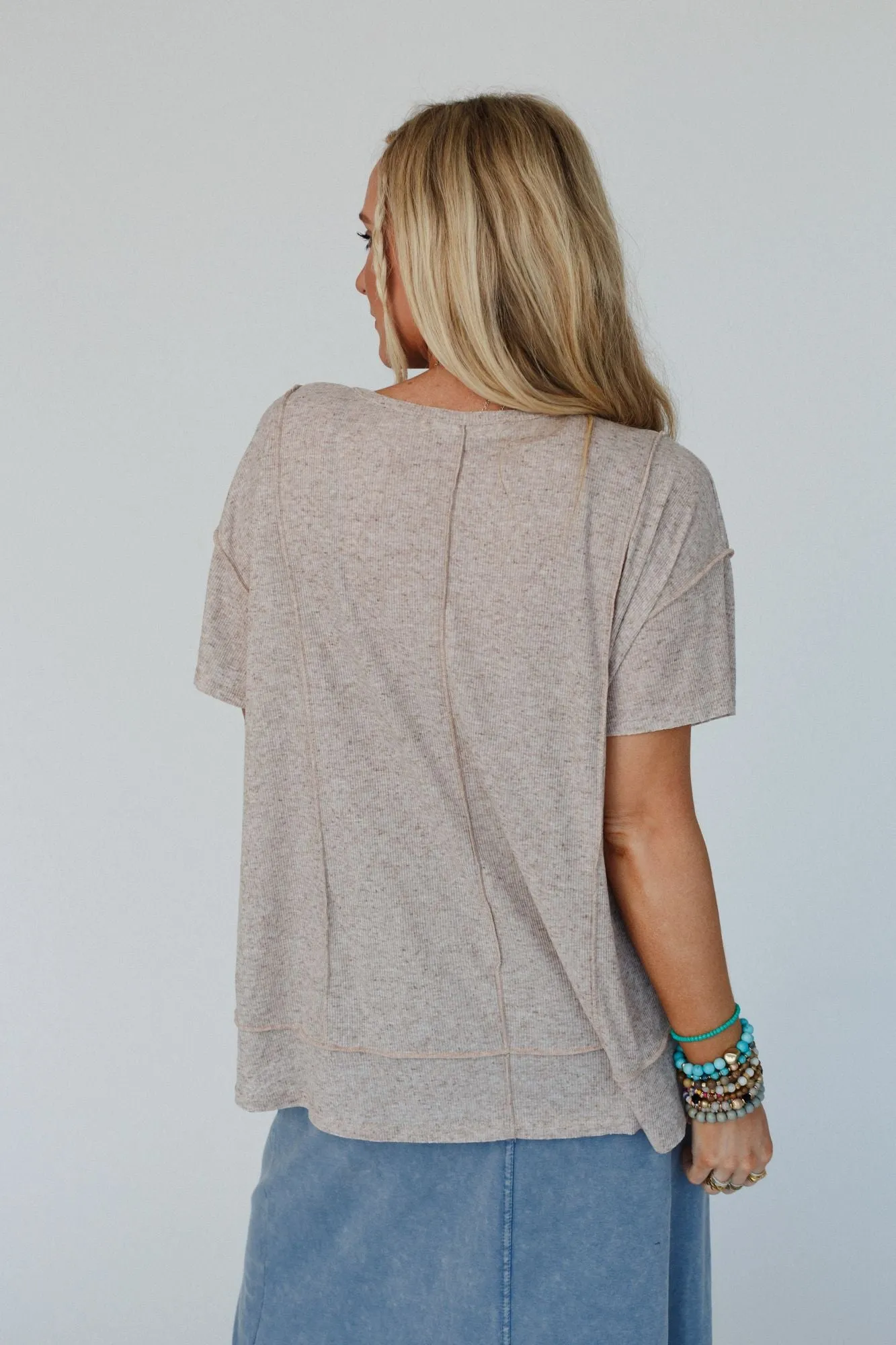The Nest Nestled In Ribbed Knit Top - Coco