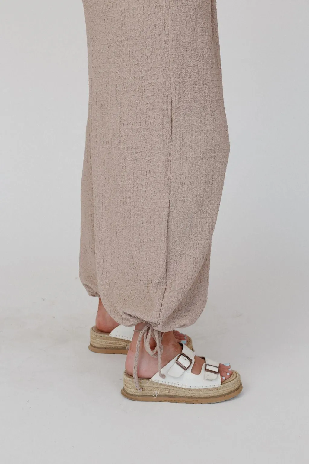 The Nest Perfect Timing Textured Jumpsuit - Beige