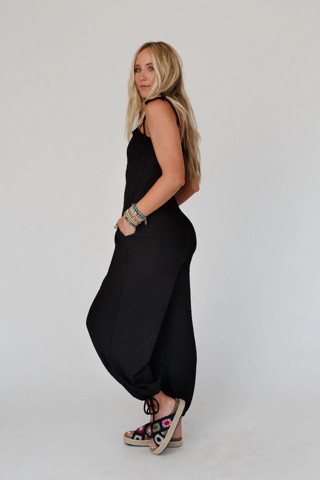 The Nest Perfect Timing Textured Jumpsuit - Black