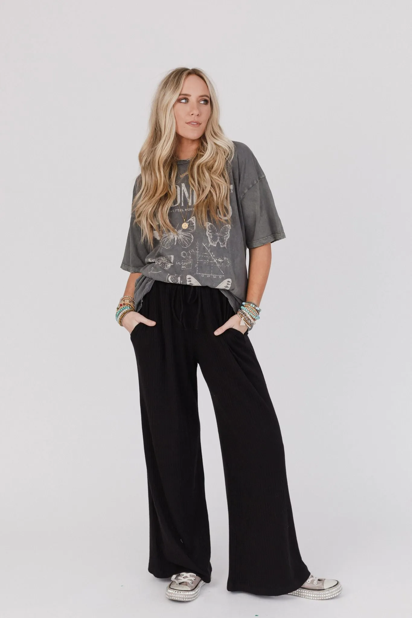 The Nest Sweet Retreat Drawstring Pants - Black