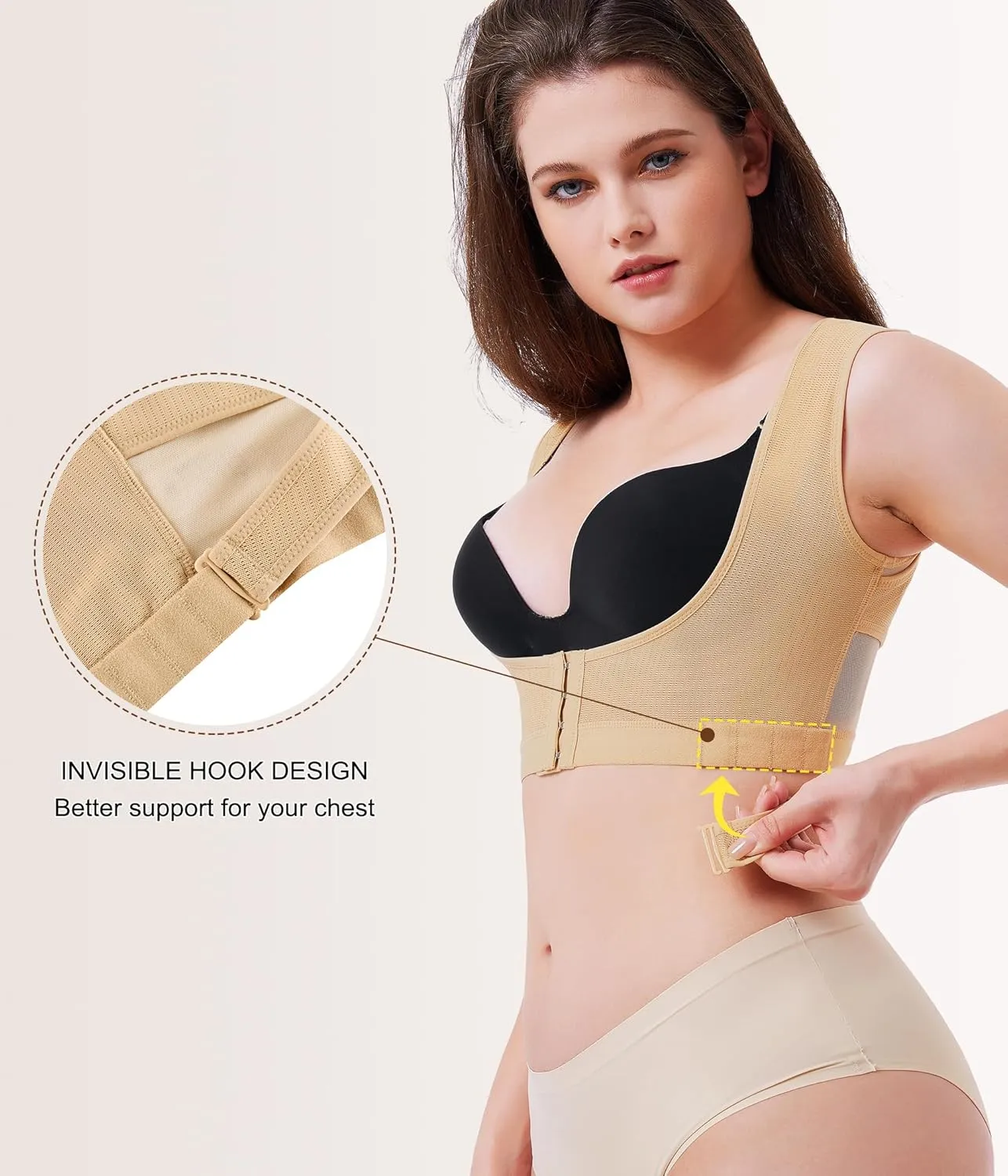 URSEXYLY Upper Back Brace for Women Breathable Posture Corrector Posture Support Back Straightener Pain Relief(Beige,M)