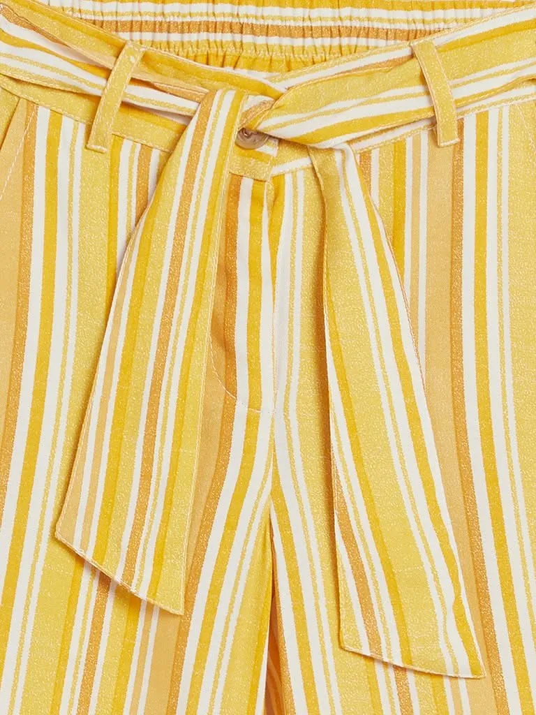 Utsa Kids Yellow Striped Palazzos