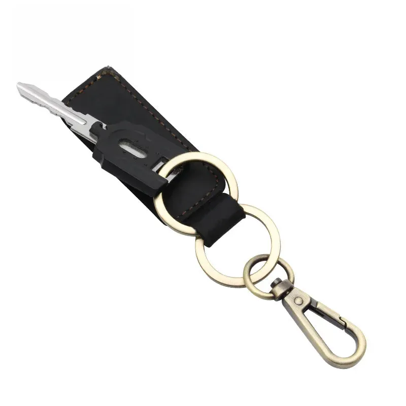 VINTAGE BROWN LEATHER KEYCHAIN