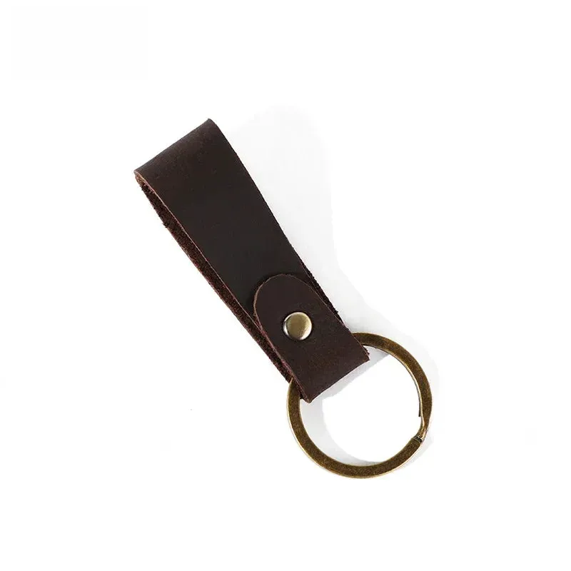 VINTAGE BROWN LEATHER KEYCHAIN