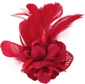 Women's Fascinator Feather Flower Pin Brooch Corsage Bridal Hairband Derby Hat Cocktail Party Wedding