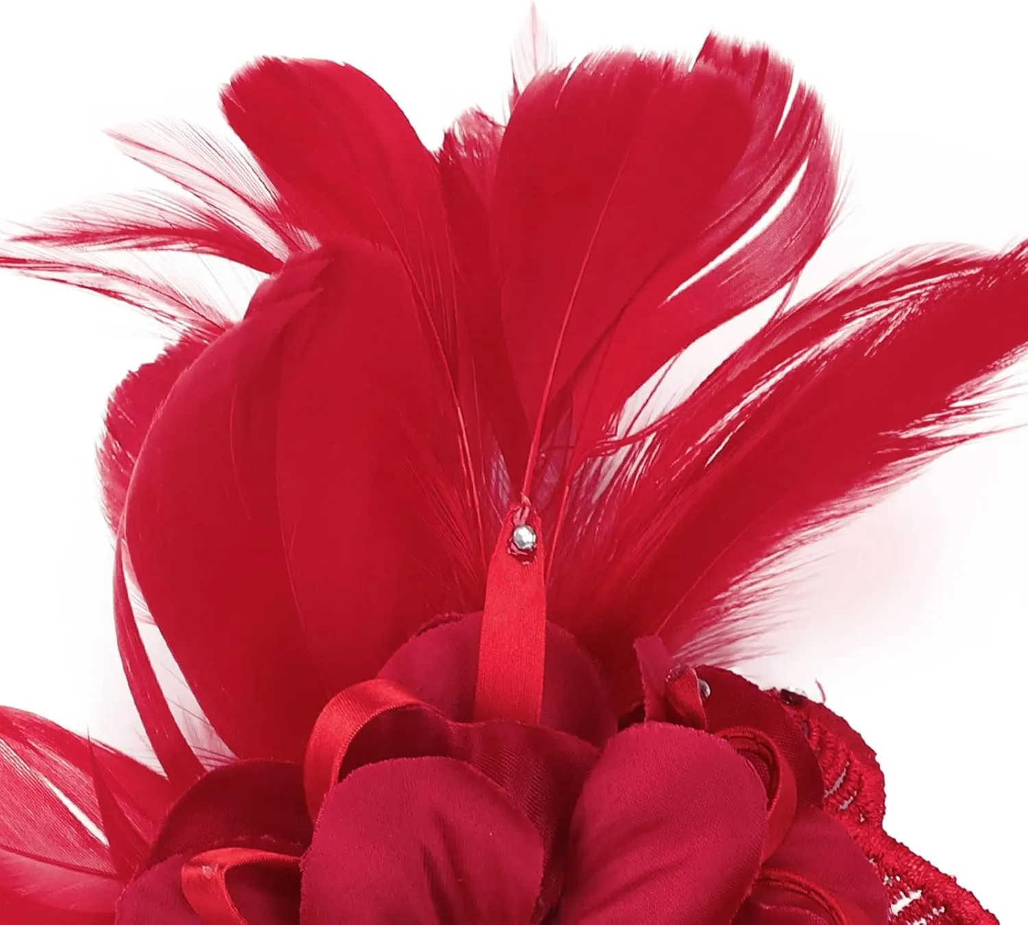 Women's Fascinator Feather Flower Pin Brooch Corsage Bridal Hairband Derby Hat Cocktail Party Wedding