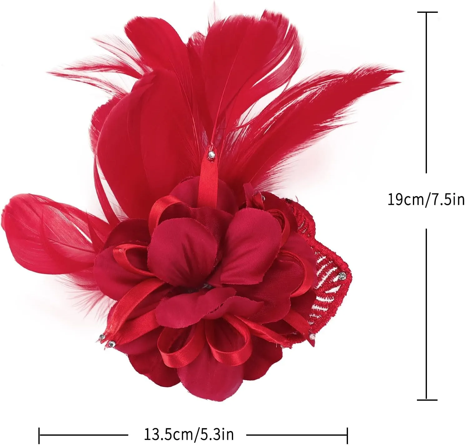 Women's Fascinator Feather Flower Pin Brooch Corsage Bridal Hairband Derby Hat Cocktail Party Wedding