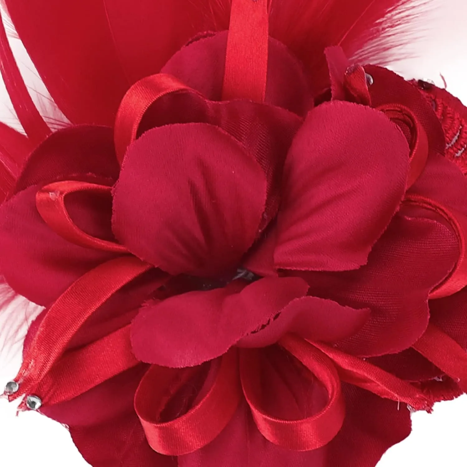 Women's Fascinator Feather Flower Pin Brooch Corsage Bridal Hairband Derby Hat Cocktail Party Wedding