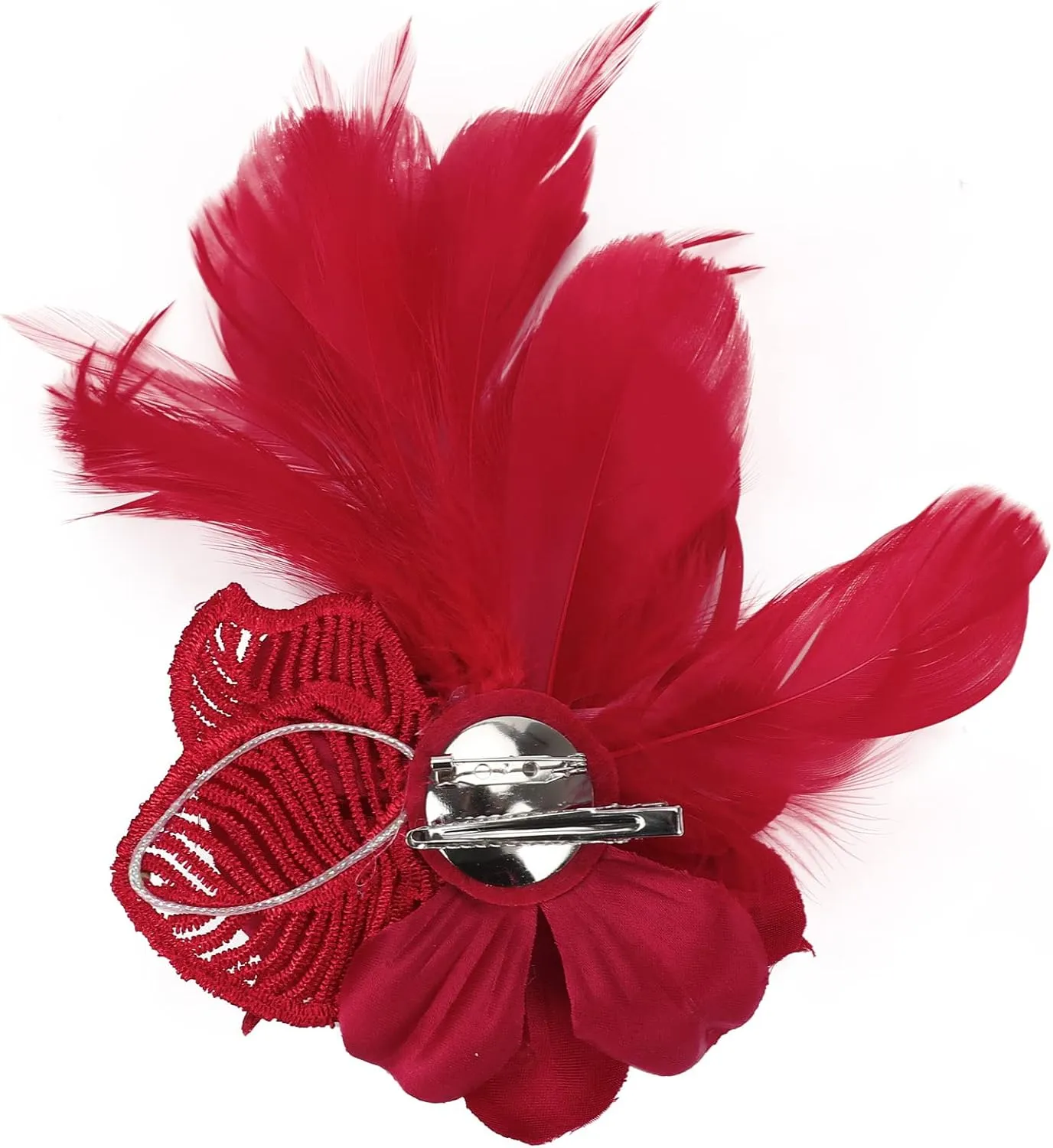 Women's Fascinator Feather Flower Pin Brooch Corsage Bridal Hairband Derby Hat Cocktail Party Wedding