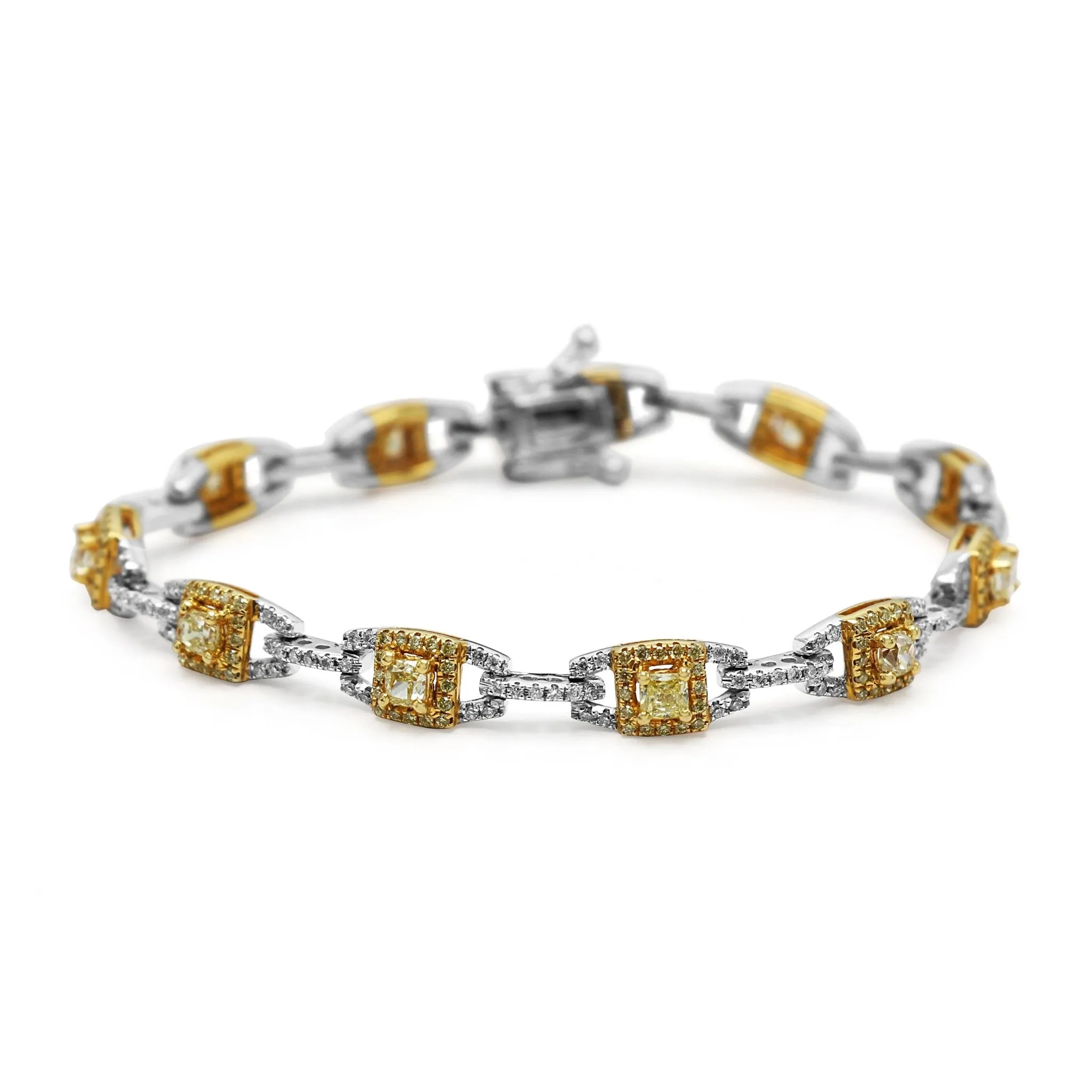 Yellow & White Diamond Set Bracelet - 18ct Yellow and White Gold