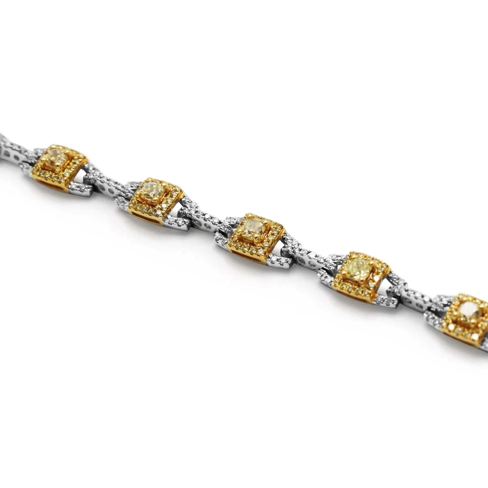 Yellow & White Diamond Set Bracelet - 18ct Yellow and White Gold