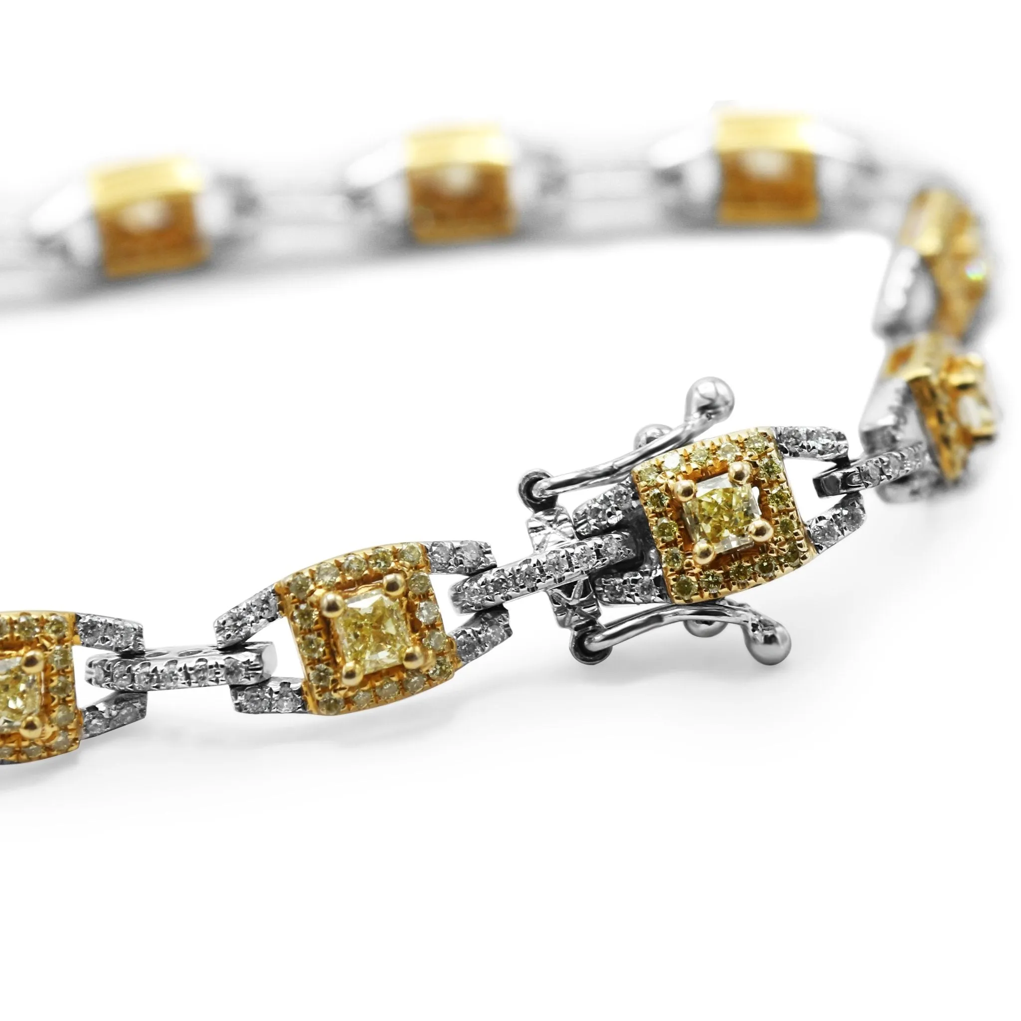 Yellow & White Diamond Set Bracelet - 18ct Yellow and White Gold